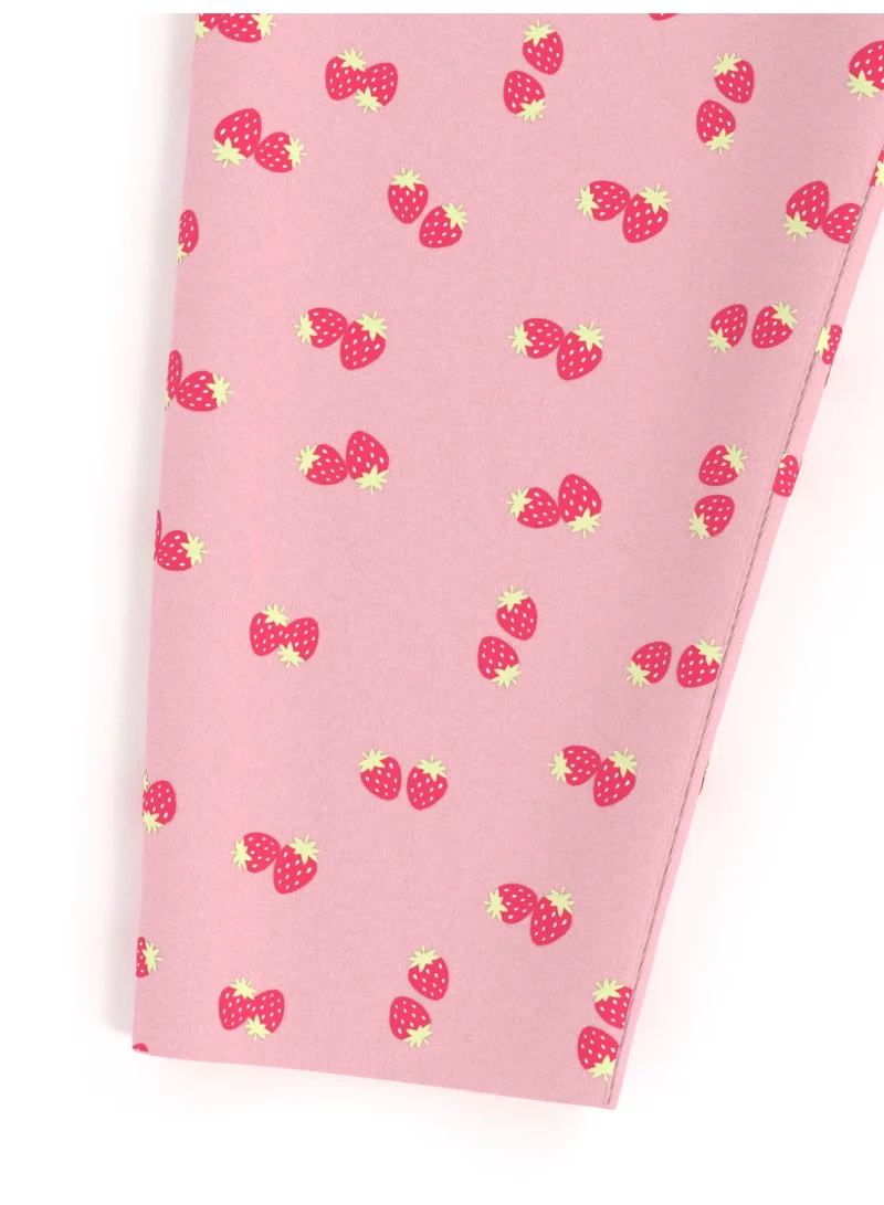Nautinati Light Pink Nautinati's Girls' Cotton All-over Strawberry Print Leggings for Women | Best Price UAE